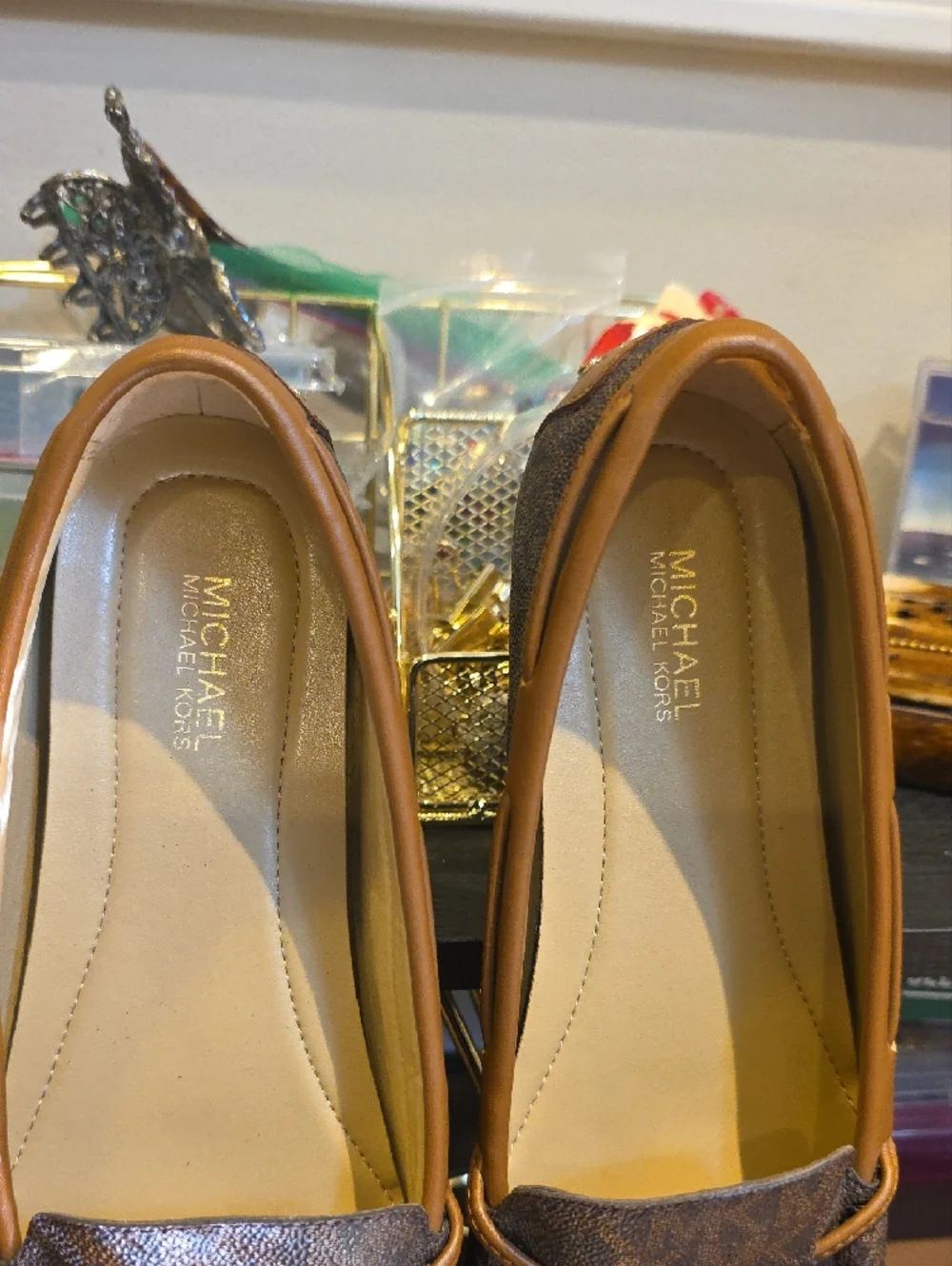 Michael Kors Brown Logo Pattern Moccasin Loafers - Picture 7 of 7